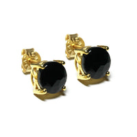 Gold-Dipped Black Onyx Stud Earrings