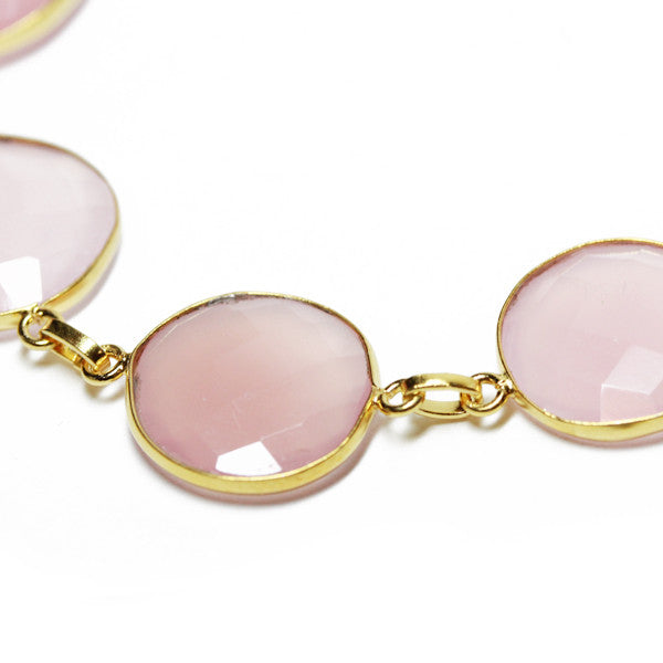 Gold-Dipped Pink Rose Quartz Bracelet
