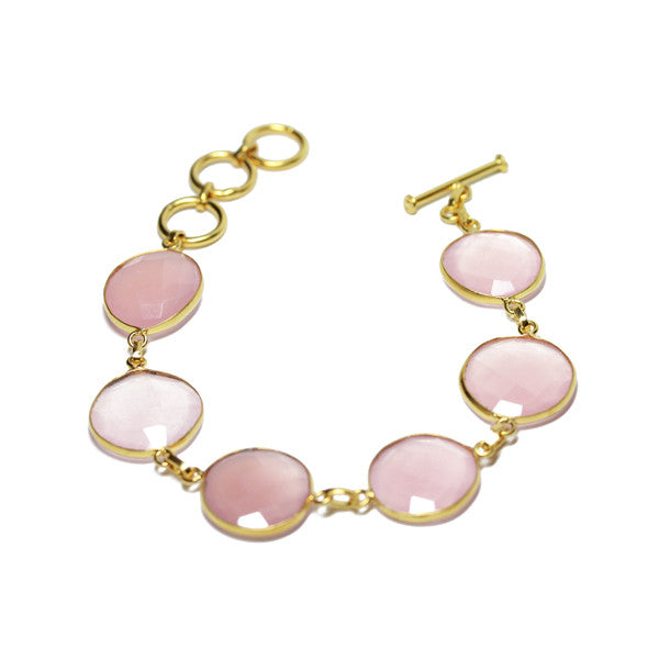 Gold-Dipped Pink Rose Quartz Bracelet