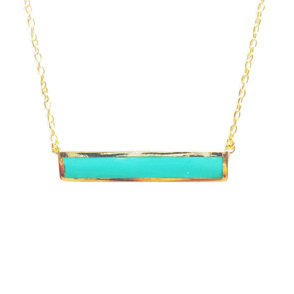 Sterling Silver "Turkoise" Bar Pendant Necklace