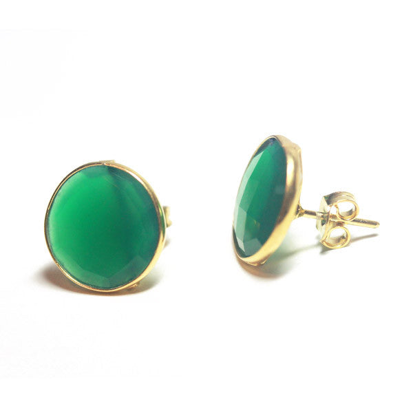 Gold-Dipped Green Onyx Earrings