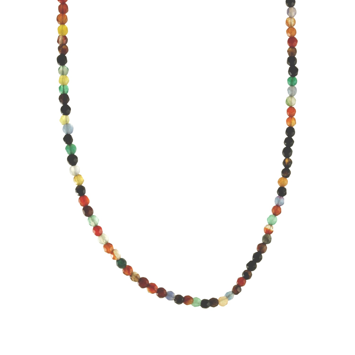 "Tourmaline" MultiColor Grey Stone Beaded Necklace