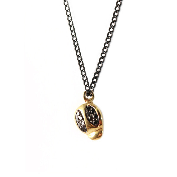 Katerina Ioannidis 9k Gold Ladybug Black Diamond Necklace 17 inch