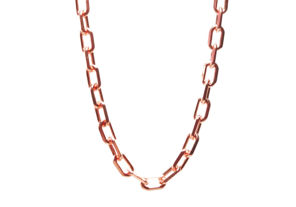 Rosy Square Link Long Chain Necklace 30 inch