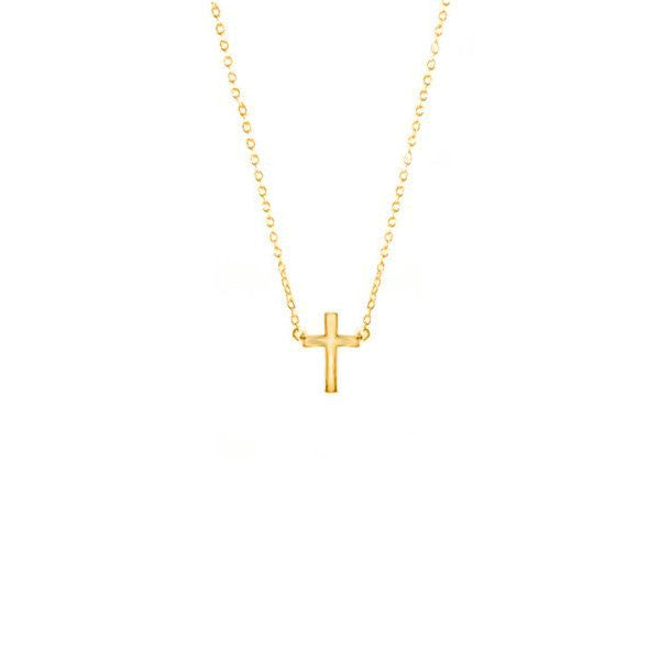 Gold-Dipped Mini Cross Necklace 16 inch