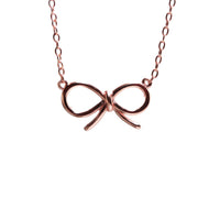 Rosy Cute Ribbon Bow Necklace 17 inch