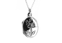 Sterling Silver Round Mini Rose Locket Pendant Necklace