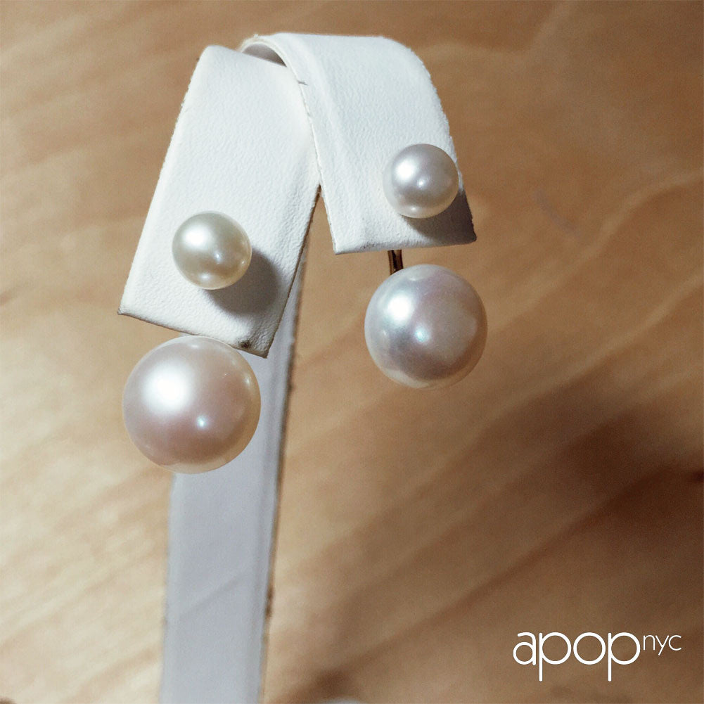 "Poppy Pearls" Sterling Silver Jacket Stud Earrings