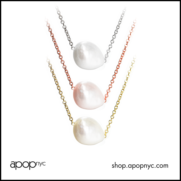 Rosy Natural "Baroque" Single Pearl Necklace