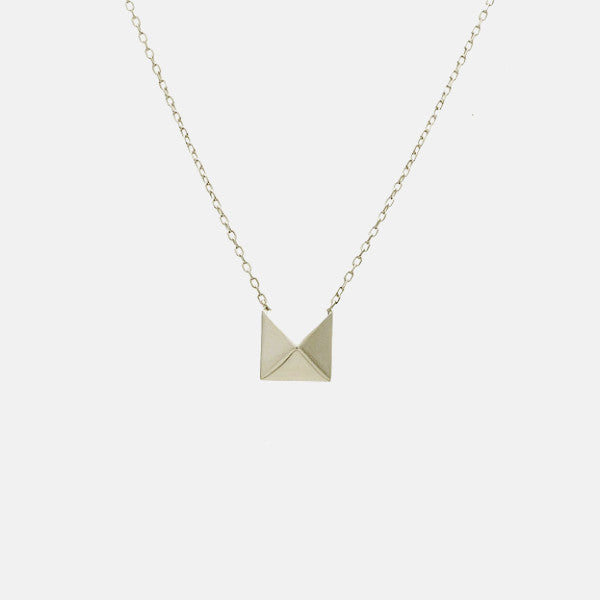 Sterling Silver Single Pyramid Stud Necklace 17 inch