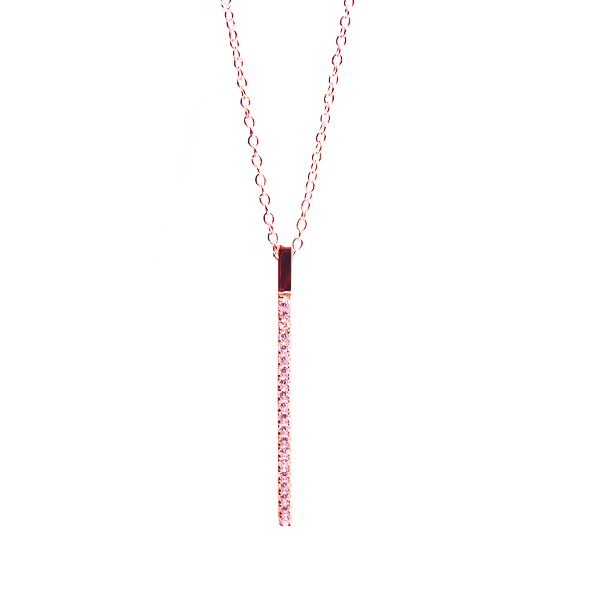 Rosy "Sparkle Stick" Necklace with Stones 17 inch