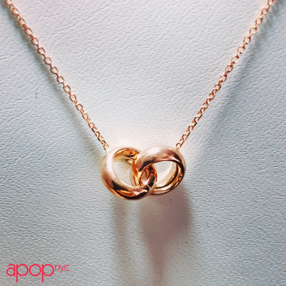 "Love Lockdown" Rose Gold-Dipped Interlocking Rings Necklace