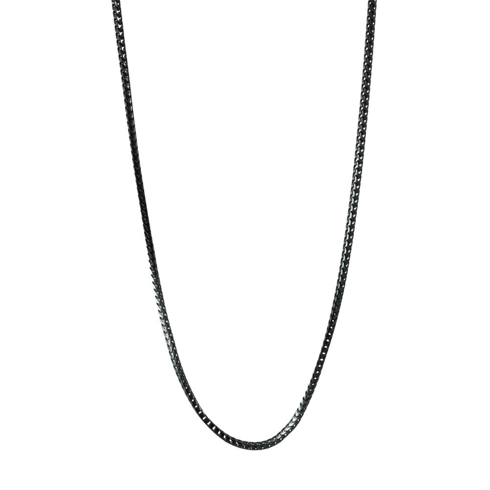 Thin Black Franco Chain Necklace