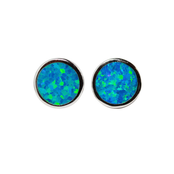Sterling Silver Blue Opal Earrings Mini