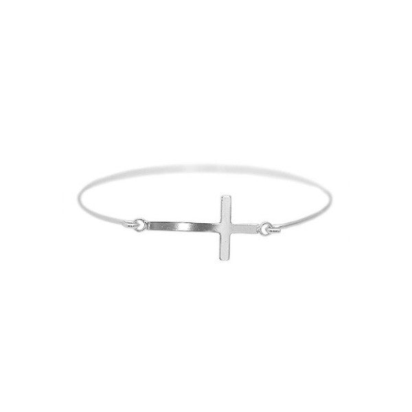 Amazon.com: AOCHEE Thin Line Sideways Cross Open Hook Bangle Bracelet  Religious Jewelry (Gold): Clothing, Shoes & Jewelry