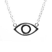 Sterling Silver Open Evil Eye Necklace 16-17 inch