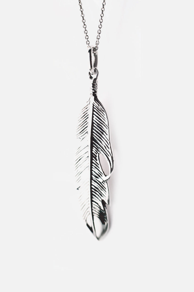 "Plume" Sterling Silver Feather Charm Necklace