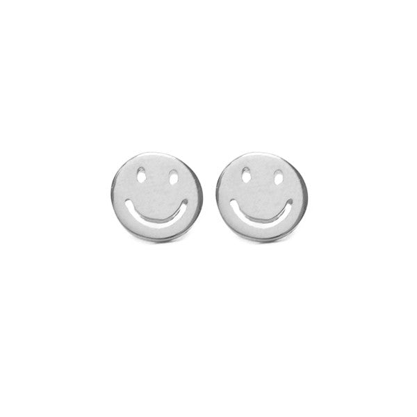 Sterling Silver Happy Face "Smiley Emoji" Stud Earrings