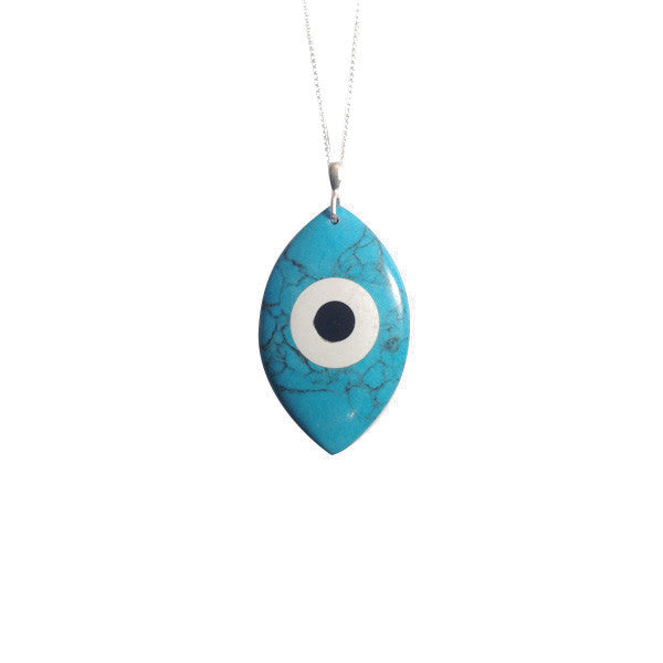 Sterling Silver Turquoise Blue Evil Eye Pendant