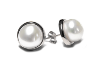 "Frosty" Sterling Silver Cultured Pearl Stud Earrings 10mm