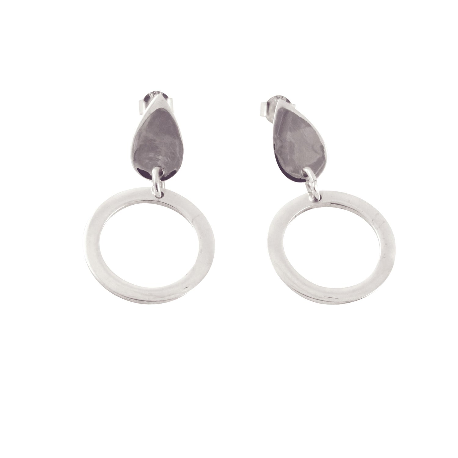 Sterling Silver Teardrop Stud Dangle Hoop Circle Earrings