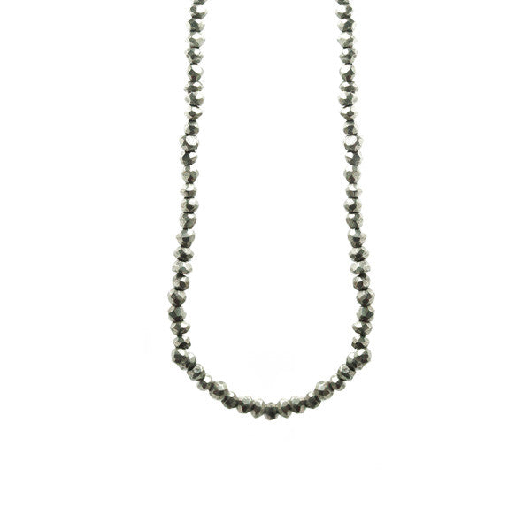 Silver Pyrite Beaded Wrap Necklace 30 inch