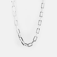 Sterling Silver Square Link Long Chain Necklace