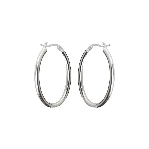 Sterling Silver "Silver Arches" Oval Hoop Earrings