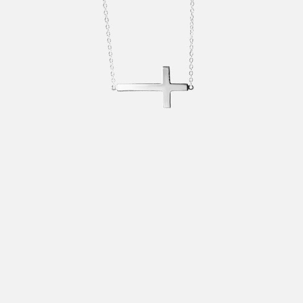 sterling silver horizontal cross necklace