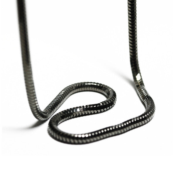 "Slinky" Black Silver Snake Chain Necklace 30 inch