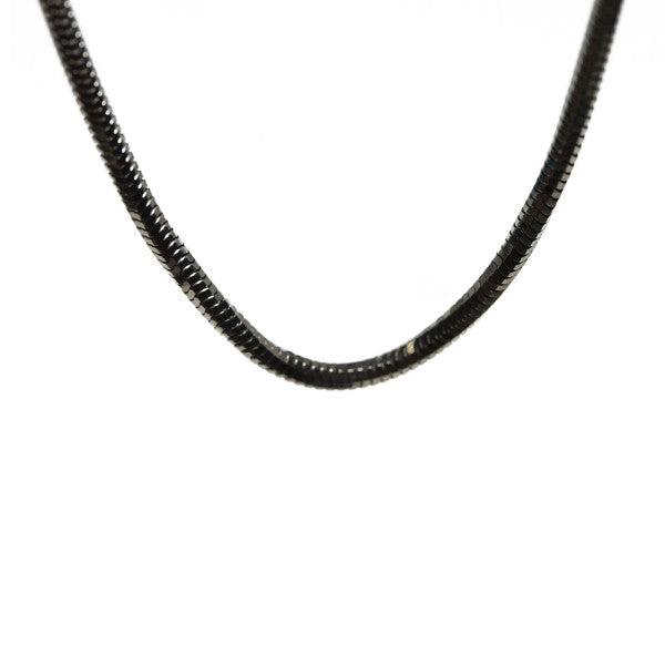 "Slinky" Black Silver Snake Chain Necklace 30 inch