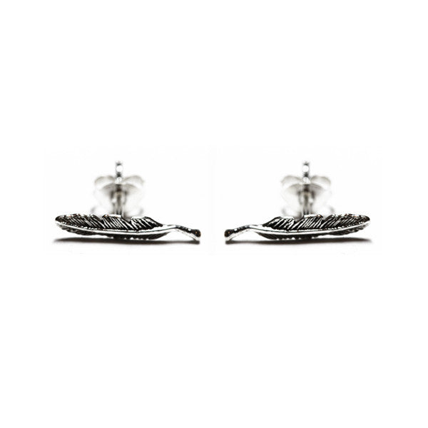 Tiny Sterling Silver Feather Stud Earrings