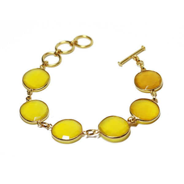 Citron Yellow Onyx Stone Link Bracelet