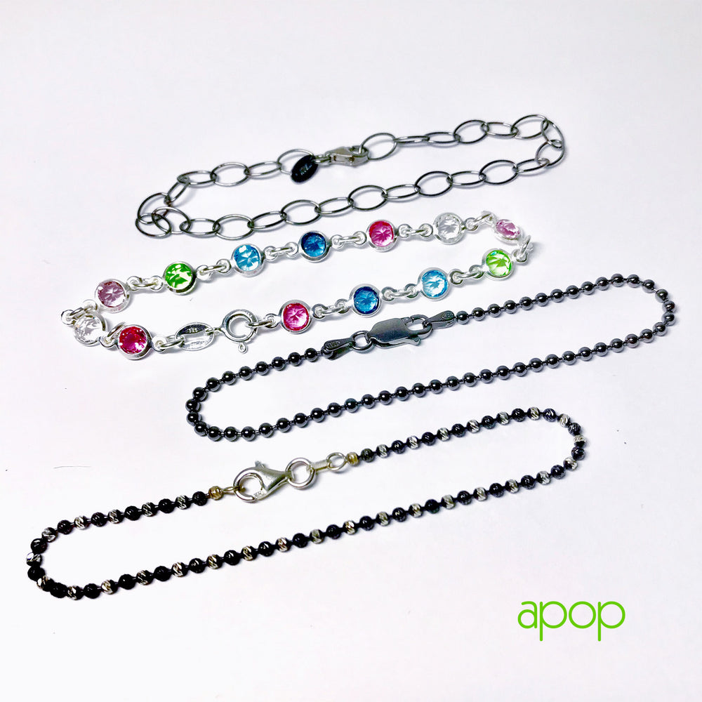 Sterling Silver Multi-Color Pastel Rainbow Stone Bracelet