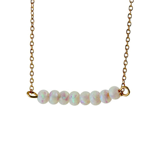 White Opaly Bar Necklace