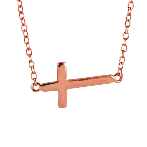 Mini Sterling Silver Sideways Cross Necklace