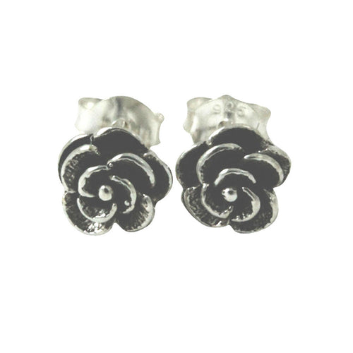 Sterling Silver Mini Rose Bud Stud Earrings Flower
