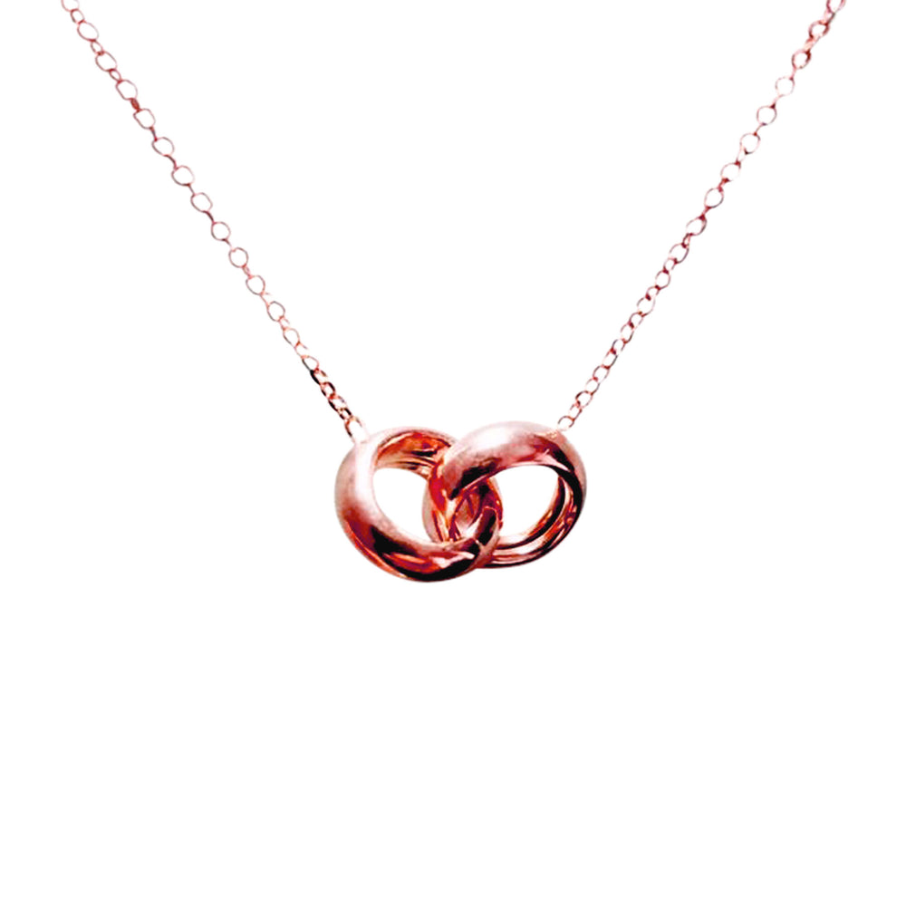 "Love Lockdown" Rose Gold-Dipped Interlocking Rings Necklace