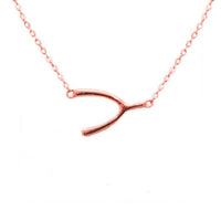 Rose Gold-Dipped Sideways Wishbone Necklace
