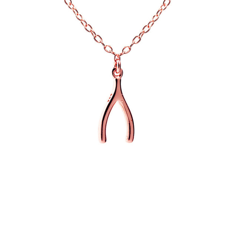 Rosy Mini Wishbone Necklace