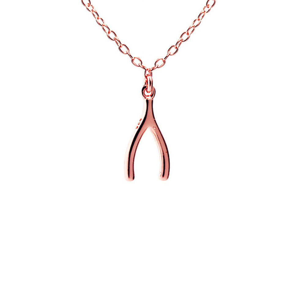 Rosy Mini Wishbone Necklace