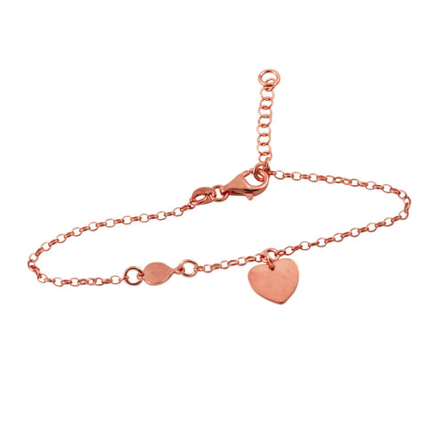 Rosy Chain Bracelet with Heart Charm