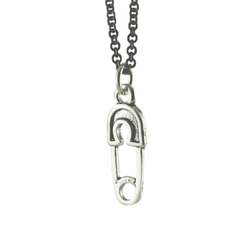 Sterling Safety Pin Pendant Necklace