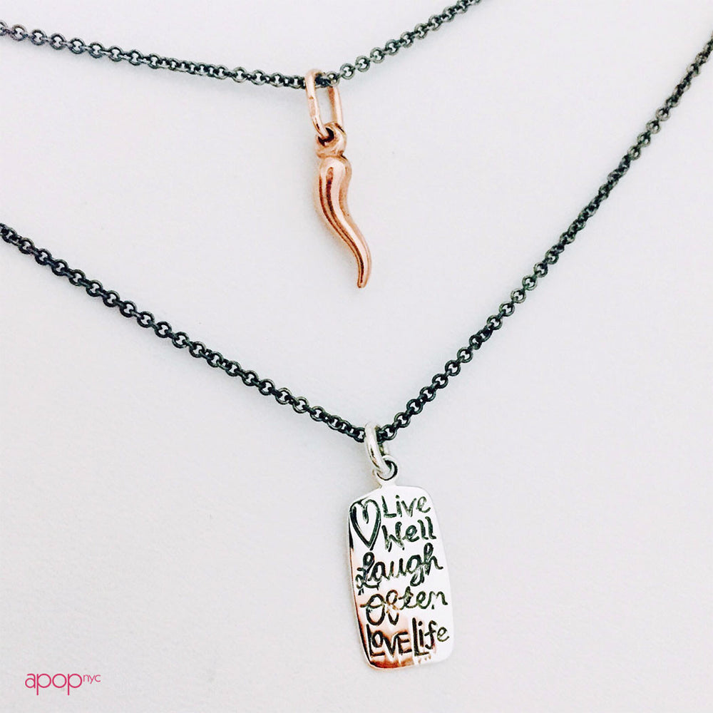 Rosy Mini Horn Pendant with Chain