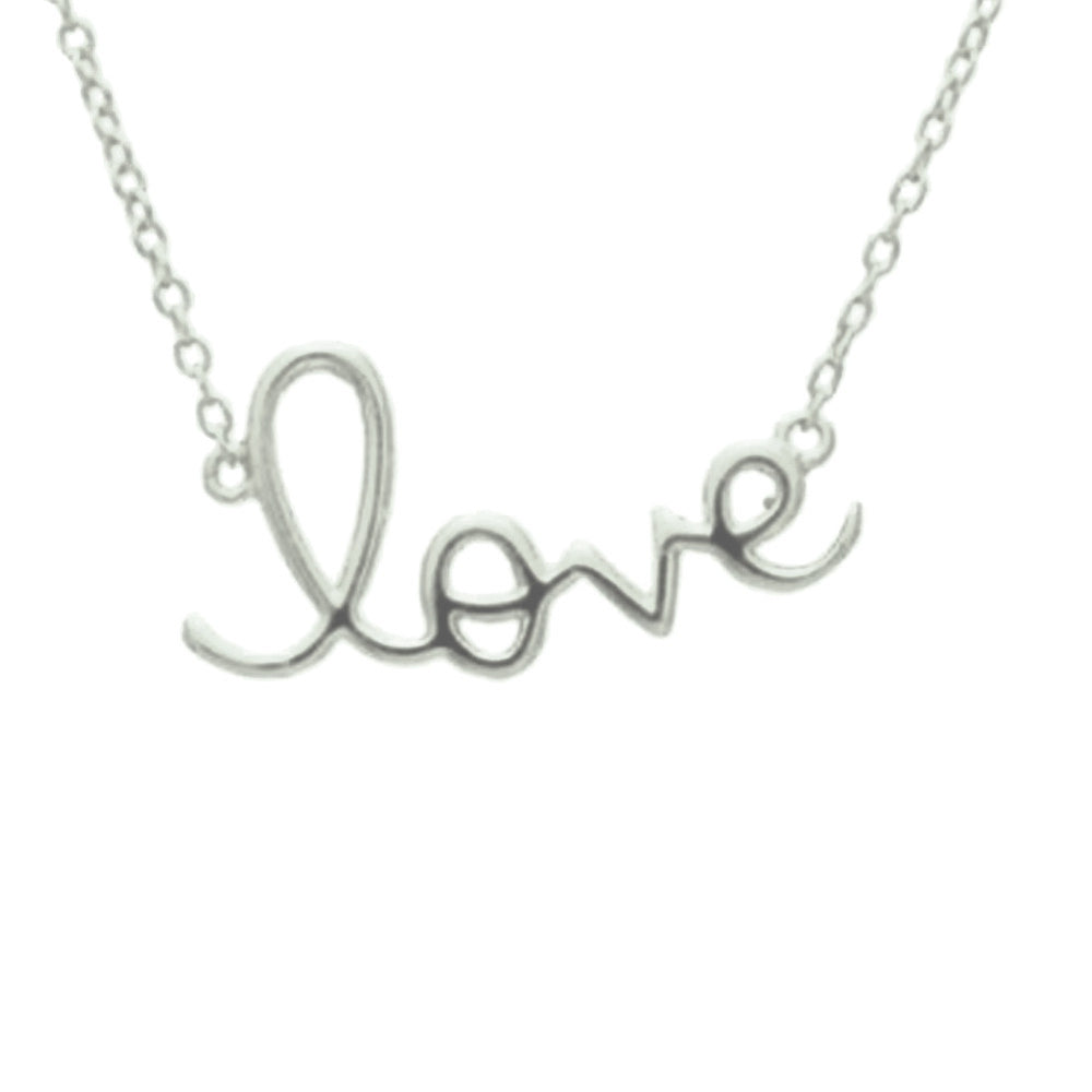 Sterling Silver Script "Love" Necklace 16 inch