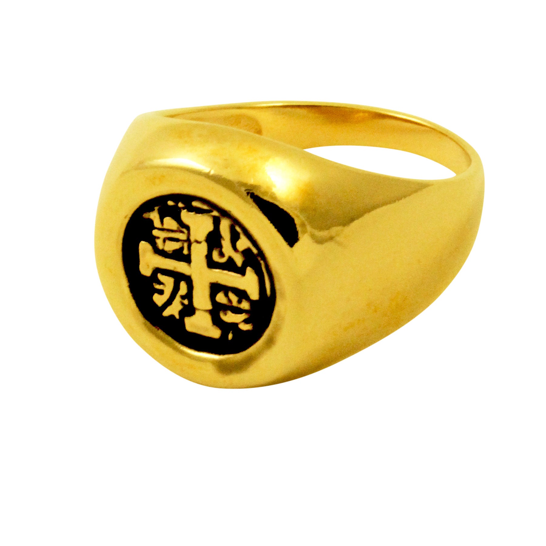 Goldtone "Macacos" Vintage Spanish Signet Coin Ring