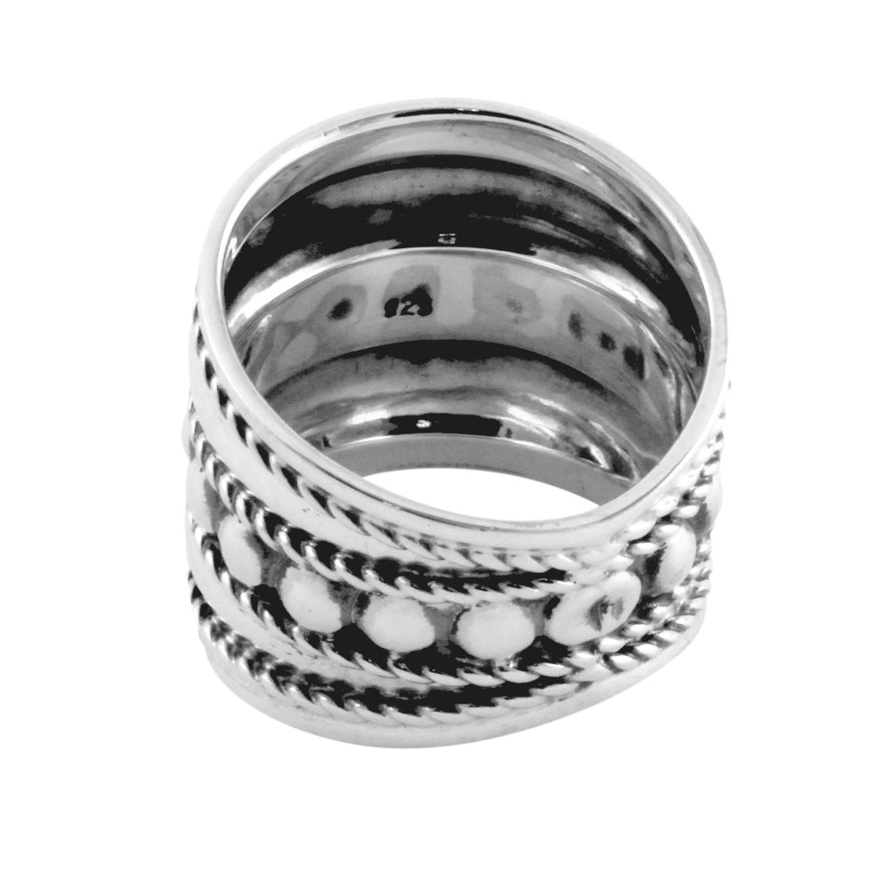 Sterling Silver Armor Style Wide Band Ring