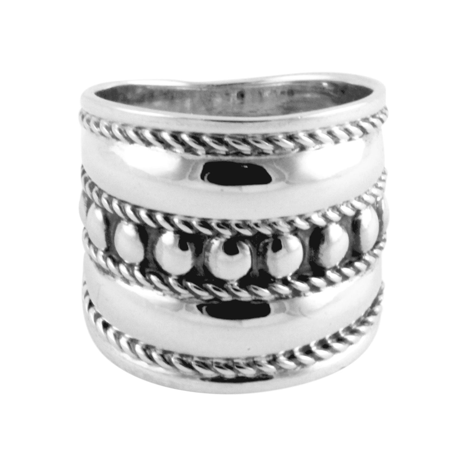 Sterling Silver Armor Style Wide Band Ring