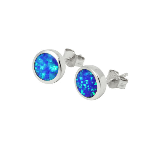 Sterling Silver Blue Opal Earrings Mini