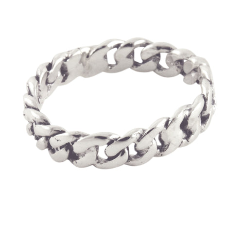 Sterling Silver Curb Chain Band Ring